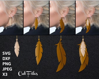 leather earring svg, feather earring svg, earrings svg, Stacked Earring, Earrings svg, Earrings dxf, Earrings Feathers, Earrings Acrylic