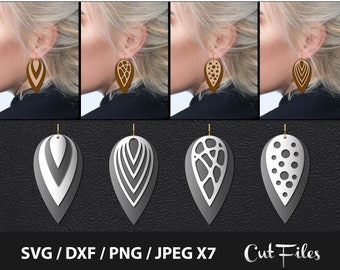 Leather earring svg, Stacked Earring,  Tear Drop, svg, dxf, Earring Abstract, Earrings Acrylic, Earrings Leather, Earrings Wood