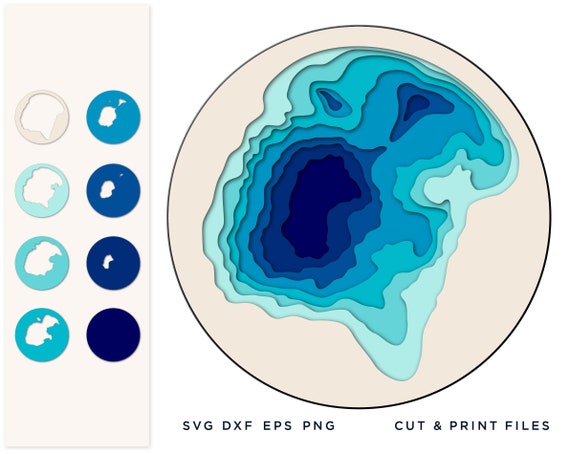 Download 3d Blue Wave Ocean Depths Multi Color Layers Papercut Etsy