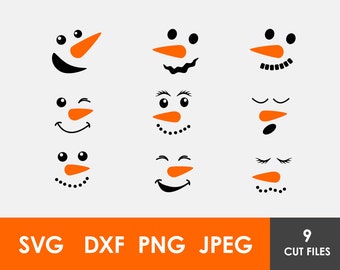 Snowman se enfrenta a svg, Snowman SVG, Navidad Svg, Navidad, Caras imprimir svg, Feliz Navidad, Archivos SVG, Lindos hombres de nieve, sonrisa de hombre de nieve, Cricut Archivos