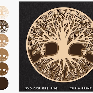 Oak, Tree 3d, Tree of Life svg, Tree cut file, SVG by layers, CNC plan, Layered svg, Engraving, Tree svg, Svg files for cricut,  Laser cut