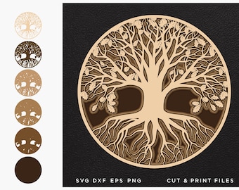 Oak, Tree 3d, Tree of Life svg, Tree cut file, SVG by layers, CNC plan, Layered svg, Engraving, Tree svg, Svg files for cricut,  Laser cut