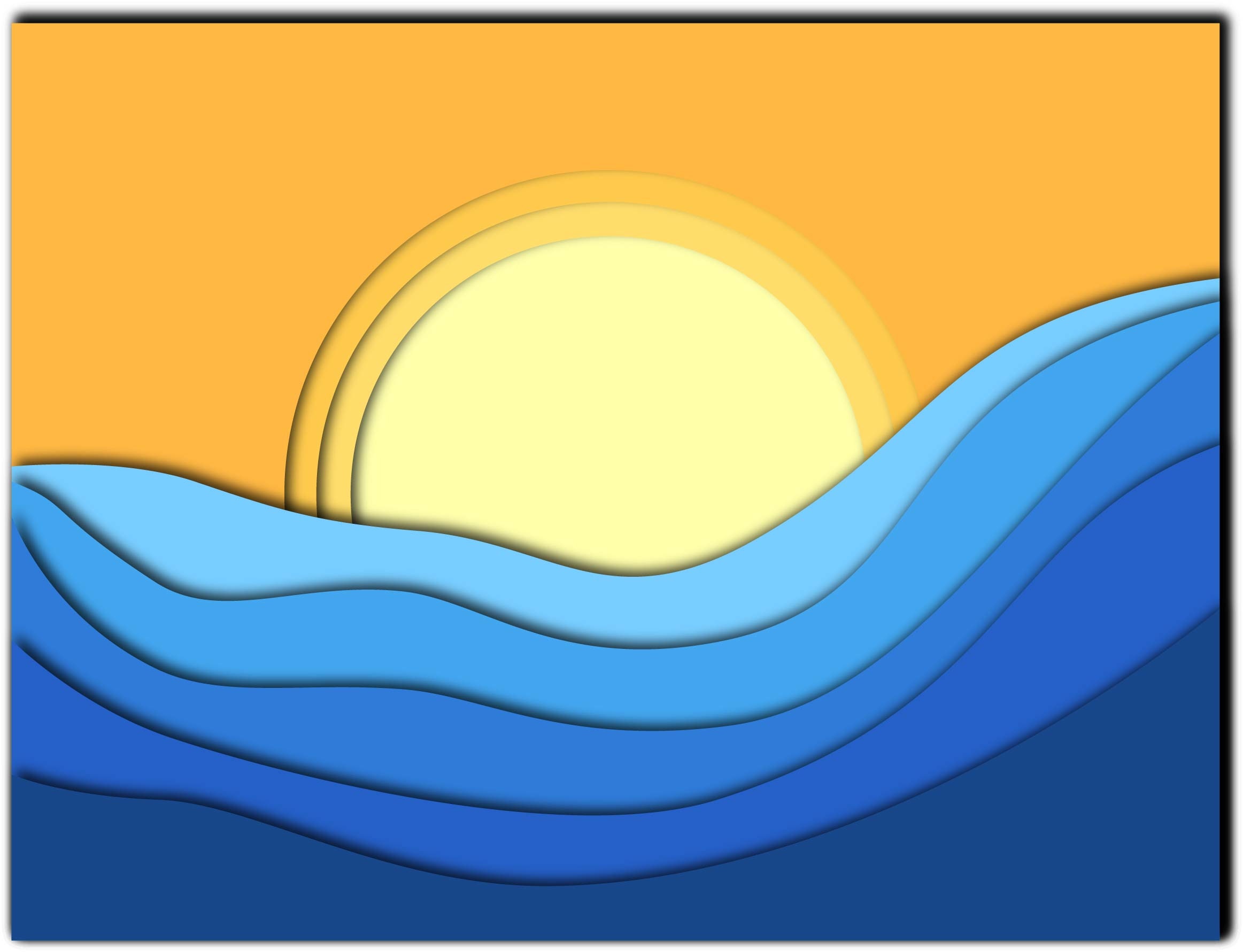 Waves&sun Ocean Depths Multi Color Layers Papercut - Etsy Australia