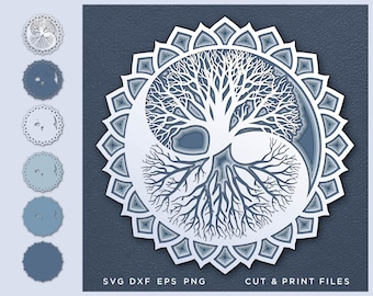 Yin Yang, Tree of Life, Tree of Life svg, Tree cut file, SVG by layers, CNC plan, Layered svg, Engraving, Tree svg, Svg files for cricut
