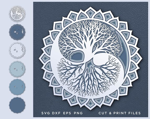 Yin Yang, Tree of Life, Tree of Life svg, Tree cut file, SVG by layers, CNC plan, Layered svg, Engraving, Tree svg, Svg files for cricut