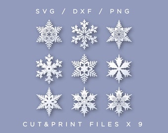 9 Christmas snowflake earring svg, Snowflake svg - snowflake clipart - snowflake silhouette, snowflake cricut cut files, dxf, png, svg
