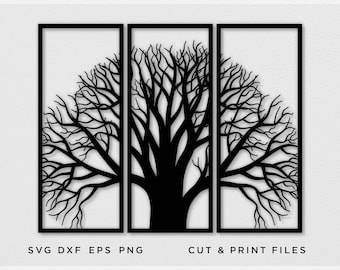 Room divider, Large Tree of Life, Wall Art, Tree of Life, Tree cut file, tree cut out, Triptych, tree vector, Vinyl Cutting, Laser Engraving
