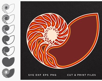 Nautilus svg, 3d, Cut file nautilus, Cut multilayer, 3D Geometric digital templates, Dxf Svg Eps, SVG by layers, Cricut DIY, Laser cut