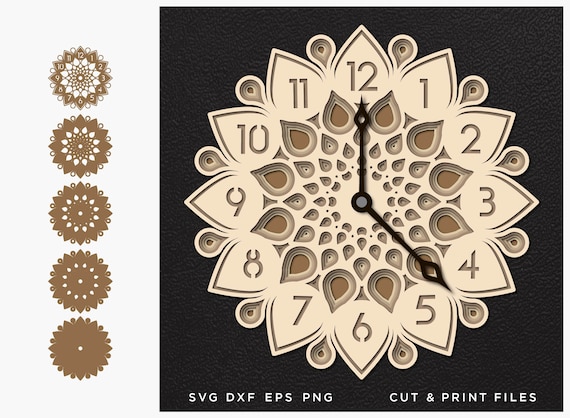 Download Wall Clock Svg Cut File Mandala Multilayer Mandala 3d Etsy
