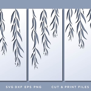 Wall art 3D, Willow SVG, File for Cricut, Laser, Weeping Willow svg - Forest Clip Art, Forest, Trees Silhouette, CNC plan, Triptych