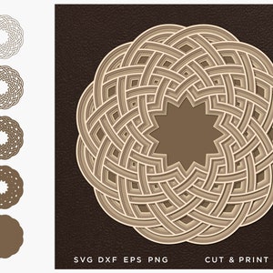 Celtic knot SVG, Cut file Mandala, Cut multilayer Mandala, 3D Geometric digital templates, Dxf Svg Eps, SVG by layers, Cricut DIY, Laser