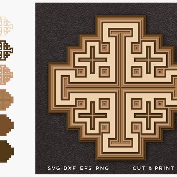 Jerusalem Cross SVG, Cut file, Multilayer, 3D Vector, Coptic Cross Christian, Dxf Svg Eps Png, SVG by layers, Cricut DIY, cnc plan