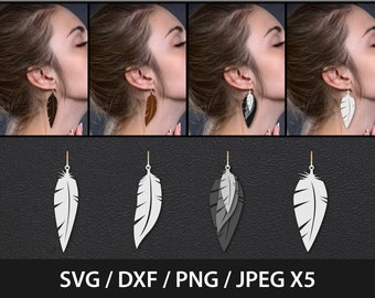Leather earring svg, Stacked Earring, Earrings svg, Earrings dxf, Earring Feather, Earring Feather, Earrings Acrylic, Earrings Leather