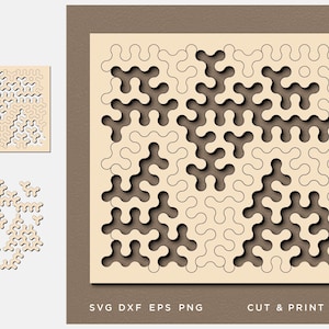 Puzzle svg, puzzle, modelli digitali geometrici 3D, Dxf Svg Eps, SVG per livelli, Cricut fai da te, Laser, Cnc, laser svg, puzzle frattale in legno