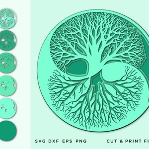Yin Yang svg, 3D, gesneden bestand levensboom, knippen van meerdere lagen, 3D geometrische digitale sjablonen, dxf Svg Eps, SVG per laag, Cricut DIY, lasergesneden