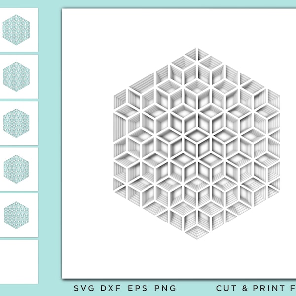 Heilige Geometrie SVG, Cut File Mandala, Cut Multilayer Mandala, 3D Geometrische digitale Vorlagen, Dxf Svg Eps, SVG von Schichten, Cricut DIY, Laser