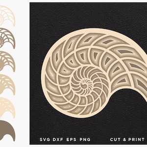 Nautilus svg, 3d, Cut file nautilus, Cut multilayer, 3D Geometric digital templates, Dxf Svg Eps, SVG by layers, Cricut DIY, Laser cut