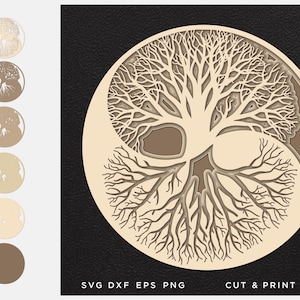 Yin Yang svg, 3d, Cut file Tree of life, Cut multilayer, 3D digital templates, Dxf Svg Eps, SVG by layers, Cricut DIY, Laser cut, CNC plan