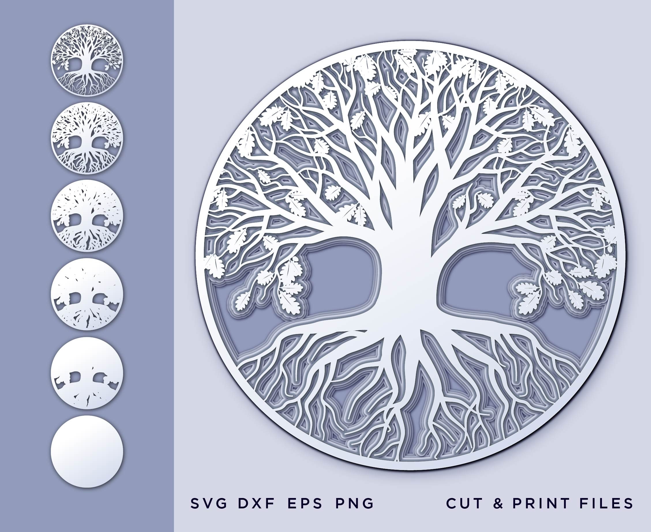Download Oak Tree 3d Tree Of Life Svg Tree Cut File Svg By Layers Etsy