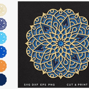 Mandala SVG, Cut file Mandala, Cut multilayer Mandala, 3D Geometric digital templates, Dxf Svg Eps, SVG by layers, Cricut DIY