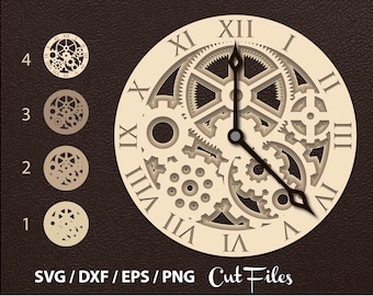 Wall Clock SVG, Cut file Mandala, Multilayer Mandala, 3D Vector digital templates, Dxf Svg Eps Png, SVG by layers, Cricut DIY, cnc plan