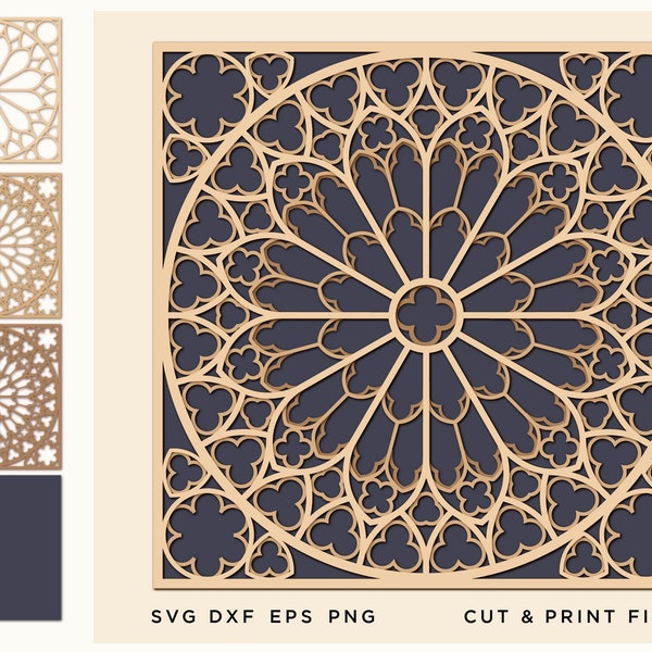 Rosette Window, Notre Dame Cathedral, Laser SVG, File for Cricut, Church svg, Paris, France, DIV, Laser cut files,  Wall art 3D layered
