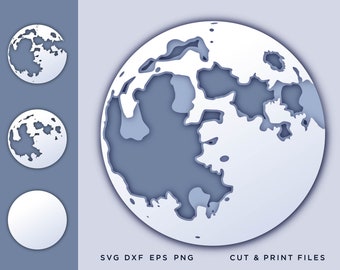 Moon, Svg files for cricut, Layered Moon svg, 3d svg, laser cut files, Shadow box svg, Laser cut moon, papercut moon, files for Glowforge
