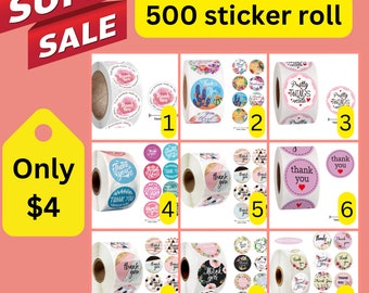 Super sale 500 thank you sticker roll 1”