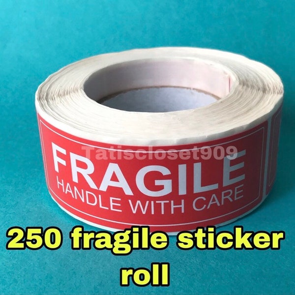 250 fragile handle with care sticker roll