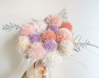 Wedding bouquet, Spring decor, Pompom flowers bouquet, anniversary gift, personalized boquets, home decor, housewarming gift