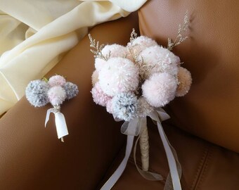 Pink Pompom flowers bouquet, anniversary gift, elegant unique boquet, personalized boquets, home decor, housewarming gift