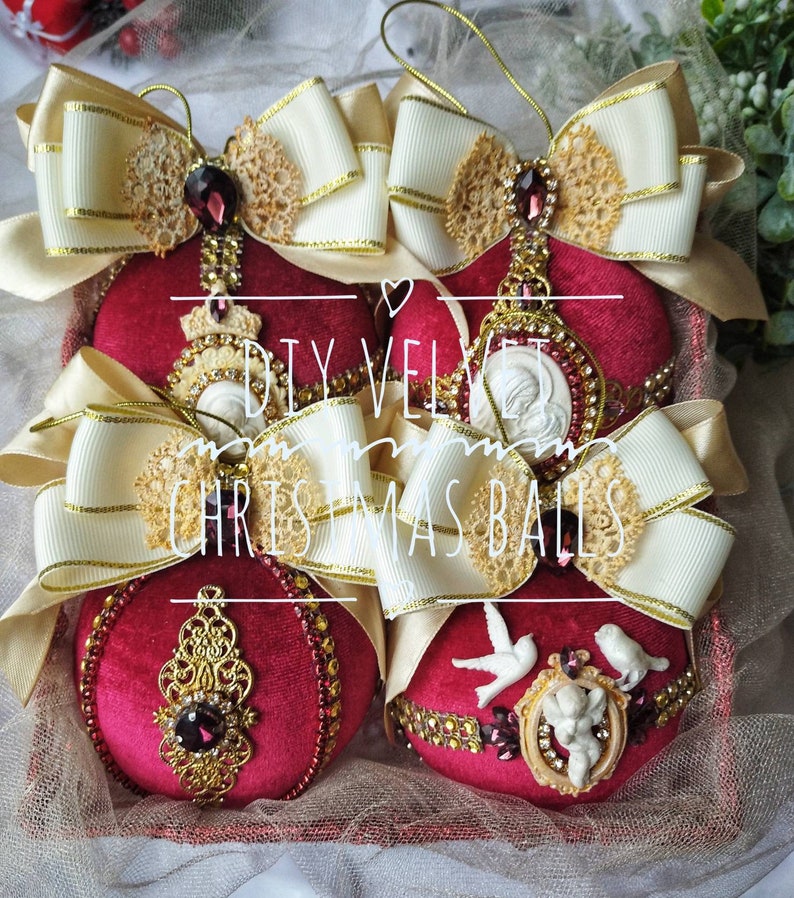 DIY Christmas velvet ball ornament holiday decor tutorial Etsy