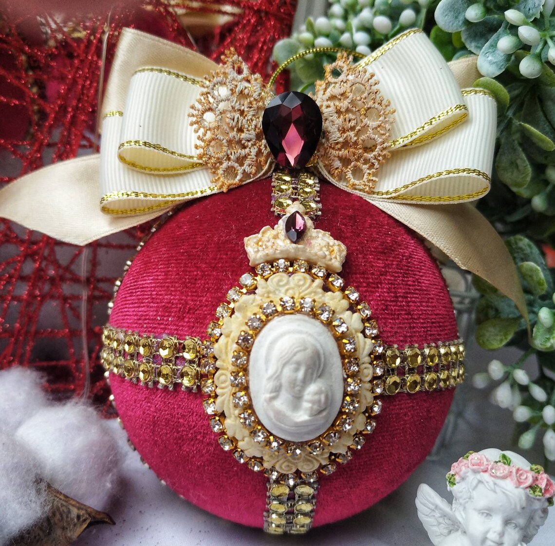 DIY Christmas velvet ball ornament holiday decor tutorial Etsy