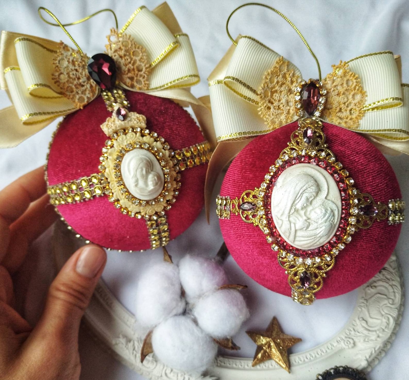 DIY Christmas velvet ball ornament holiday decor tutorial Etsy