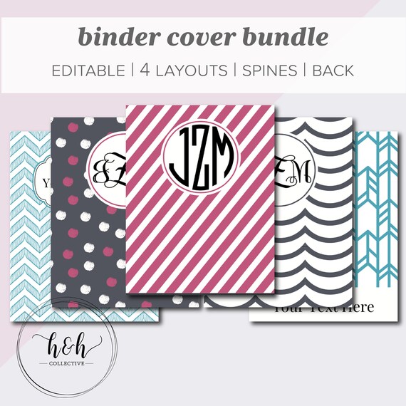 2018 Printable Planner Cover Editable Binder Covers Set Of Etsy