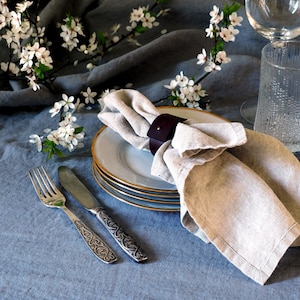 Set of Natural Washed Linen Napkins, Rustic Napkins, Softened Linen Table Napkins, Wedding Napkins, Cloth Dining Napkins