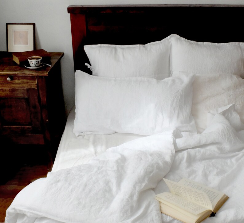 White Washed Linen Duvet Cover Twin Size Linen Bedding White Etsy