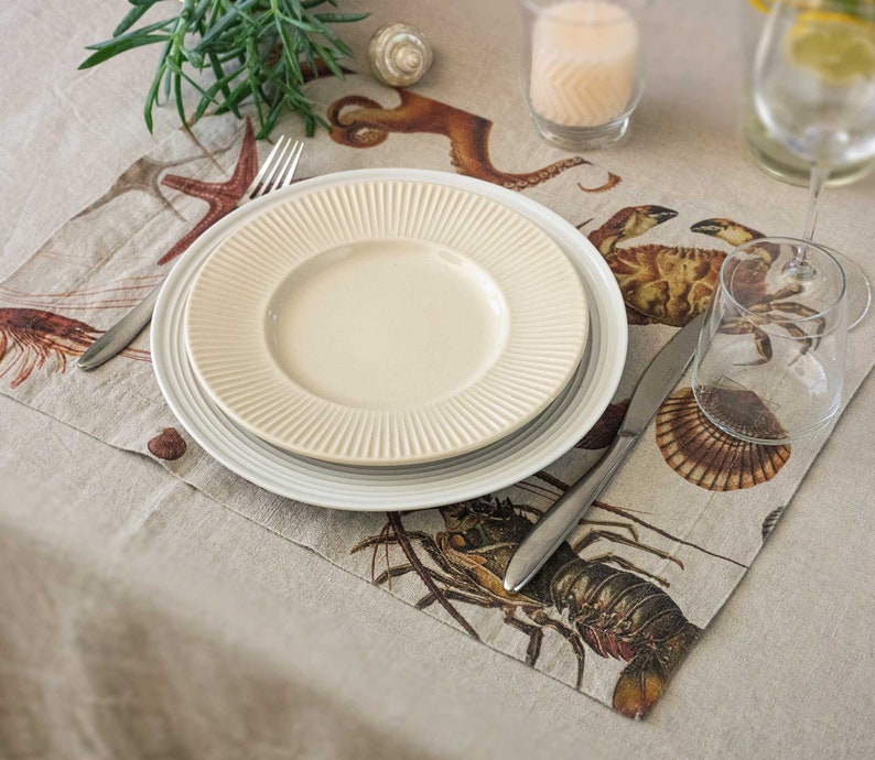 Set of Natural Linen Coastal Placemats Nautical Cloth Etsy