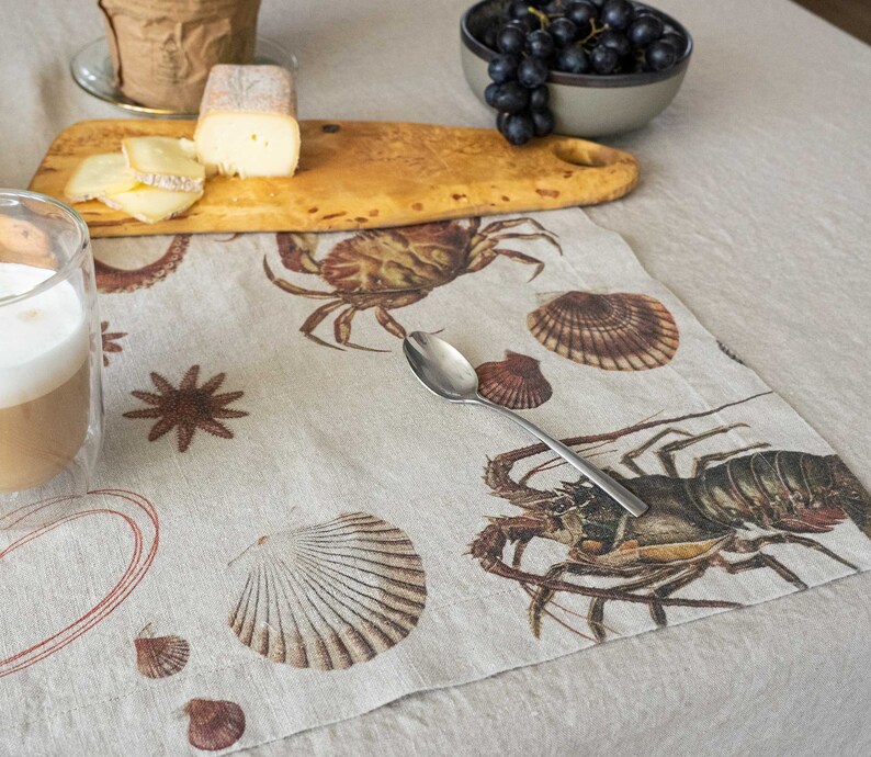 Set of Natural Linen Coastal Placemats Nautical Cloth Etsy