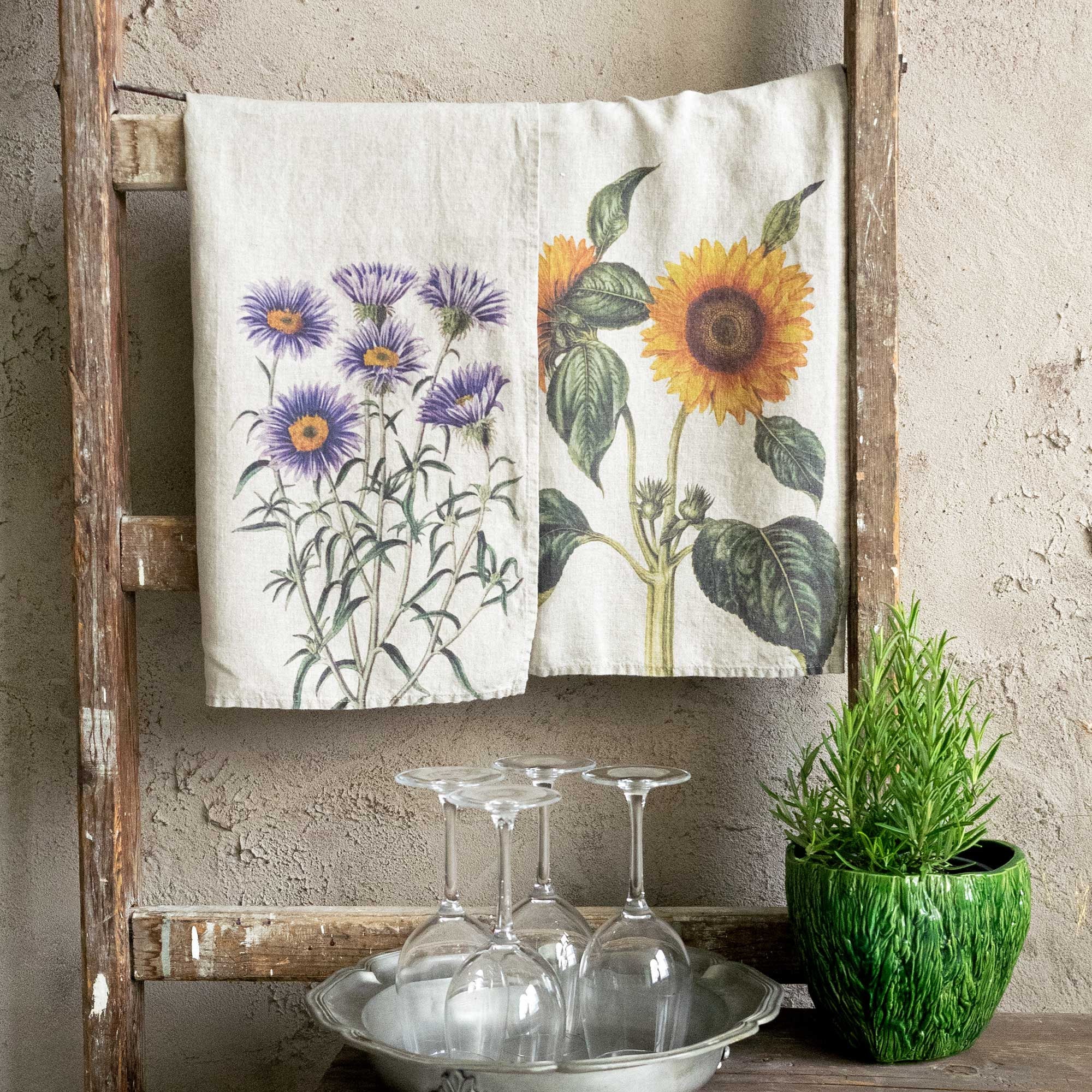 Set di 2 strofinacci da cucina con fiori, moderni, fantasiosi