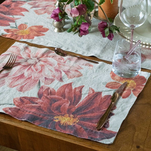Red Floral Placemat Etsy