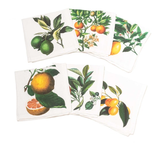 Citrus Linen Napkins (set of 6) - LINOROOM 100% LINEN TEXTILES