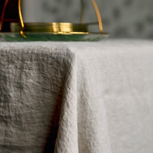 Natural Washed Linen Tablecloth, Stonewashed Softened Linen Tablecloth, Rectangle Tablecloth, Farmhouse Tablecloth Rustic image 1