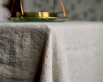 Natural Washed Linen Tablecloth, Stonewashed Softened Linen Tablecloth, Rectangle Tablecloth, Farmhouse Tablecloth Rustic