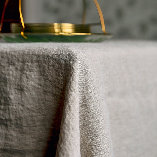 Natural Washed Linen Tablecloth, Stonewashed Softened Linen Tablecloth, Rectangle Tablecloth, Farmhouse Tablecloth Rustic