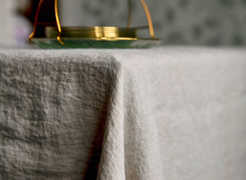 Natural Washed Linen Tablecloth, Stonewashed Softened Linen Tablecloth, Rectangle Tablecloth, Farmhouse Tablecloth Rustic image 1