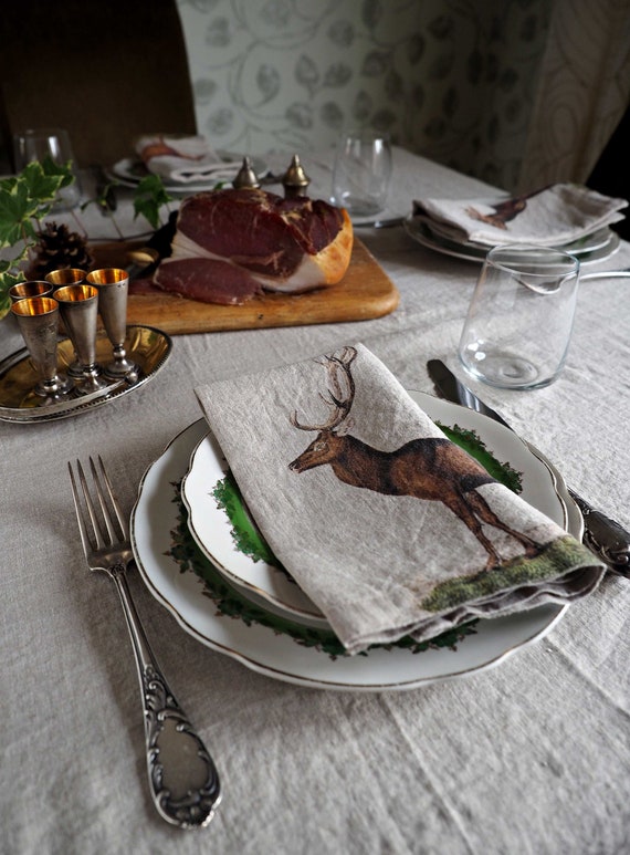 Wild Animal Linen Cloth Dinner Napkins (set of 6)