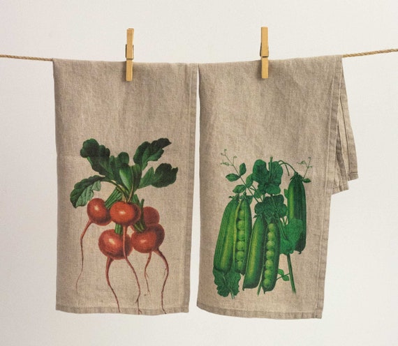 Ensemble de serviettes de cuisine végétales en lin naturel
