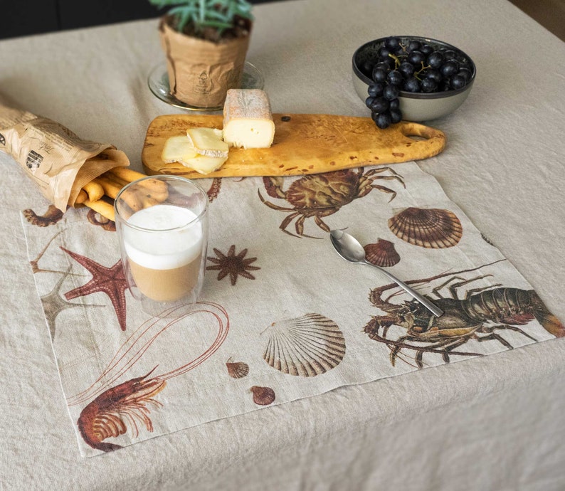 Set of Natural Linen Coastal Placemats Nautical Cloth Etsy