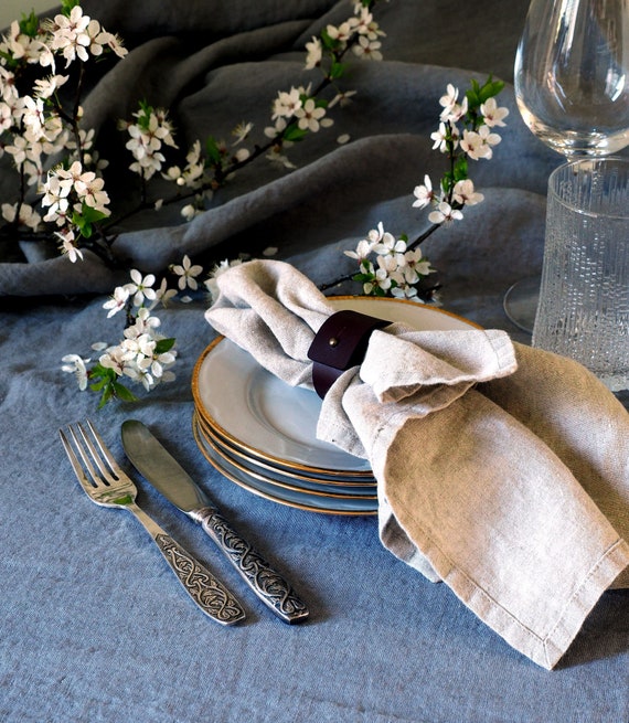 Sky Blue Linen Napkins. Softened Linen Napkin Set. Wedding 